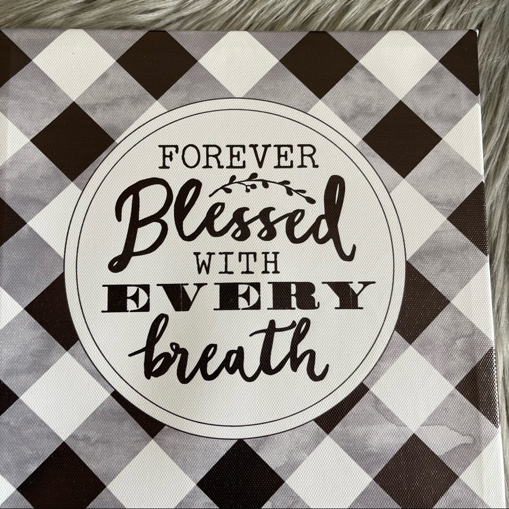 Farmhouse gingham checkered blessed canvas  wall art decor - Picture 2 of 3